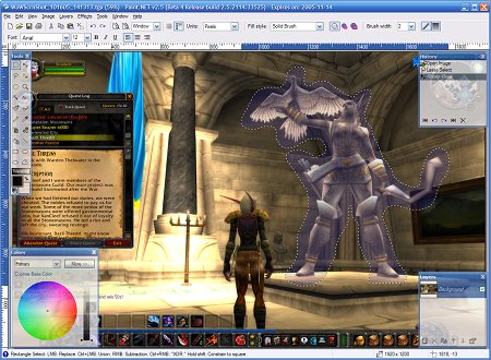 A World of Warcraft screenshot edited in Paint.NET