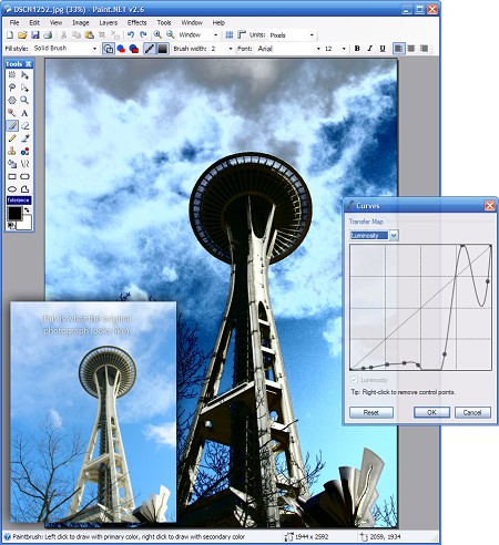 The Curves adjustment in Paint.NET 2.6