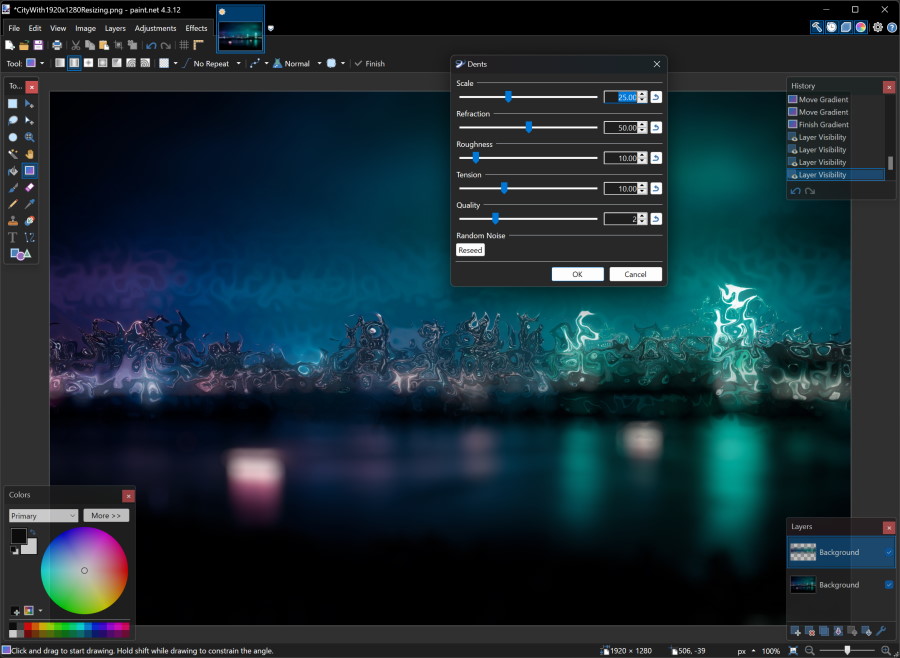 Paint.NET with its dark theme enabled